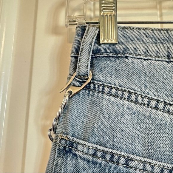 NWT WeWoreWhat slit hem jeans in real stiff denim retro vintage inspired chain - Picture 7 of 12